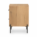 Featuring Eaton Light Oak Resin Nightstand by Four Hands at Amethyst Home. This Eaton Nightstand - Light Oak has a gorgeous, thick oak veneer with thin, iron legs. With one large drawer and two smaller drawers, this is the perfect nightstand to complete your bedroom. 
Overall Dimensions: 23.50"W x 18.50"L x 26"HColors: Dark Gunmetal, Light Oak ResinMaterials:.  Amethyst Home provides interior design, new home construction design consulting, vintage area rugs, and lighting in the Dallas metro area.