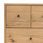 Featuring Eaton Light Oak Resin Nightstand by Four Hands at Amethyst Home. This Eaton Nightstand - Light Oak has a gorgeous, thick oak veneer with thin, iron legs. With one large drawer and two smaller drawers, this is the perfect nightstand to complete your bedroom. 
Overall Dimensions: 23.50"W x 18.50"L x 26"HColors: Dark Gunmetal, Light Oak ResinMateria.  Amethyst Home provides interior design, new home construction design consulting, vintage area rugs, and lighting in the Calabasas metro area.