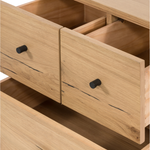 Featuring Eaton Light Oak Resin Nightstand by Four Hands at Amethyst Home. This Eaton Nightstand - Light Oak has a gorgeous, thick oak veneer with thin, iron legs. With one large drawer and two smaller drawers, this is the perfect nightstand to complete your bedroom. 
Overall Dimensions: 23.50"W x 18.50"L x 26"HColors: Dark Gunmetal, Light Oak ResinMateria.  Amethyst Home provides interior design, new home construction design consulting, vintage area rugs, and lighting in the San Diego metro area.