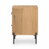 Featuring Eaton Light Oak Resin Nightstand by Four Hands at Amethyst Home. This Eaton Nightstand - Light Oak has a gorgeous, thick oak veneer with thin, iron legs. With one large drawer and two smaller drawers, this is the perfect nightstand to complete your bedroom. 
Overall Dimensions: 23.50"W x 18.50"L x 26"HColors: Dark Gunmetal, Light Oak ResinMat.  Amethyst Home provides interior design, new home construction design consulting, vintage area rugs, and lighting in the Winter Garden metro area.