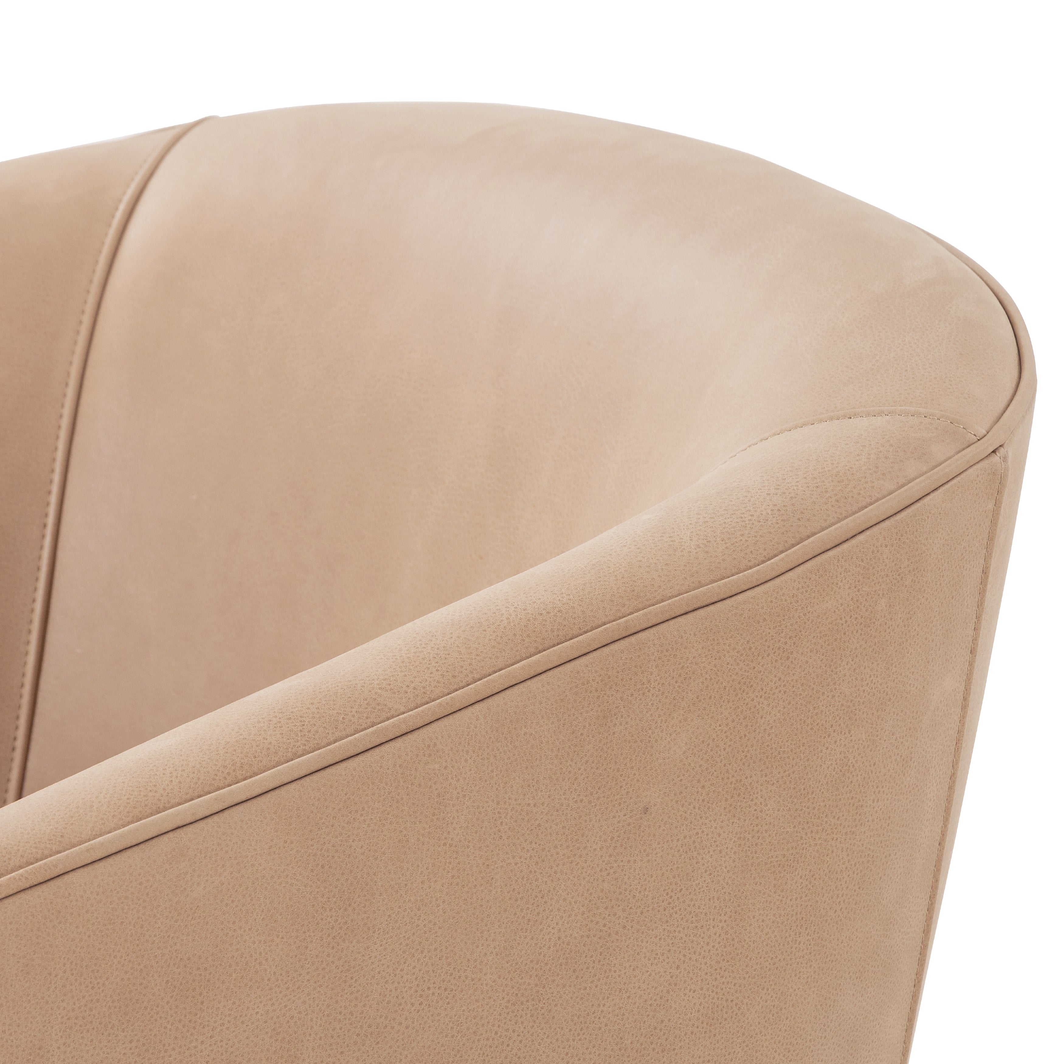 This Fae Chair - Pallermo Nude is well-tailored and stylistically unique. The top grain leather lends a high-fashion feel to a cleverly constructed three-legged design.  Overall Dimensions: 30.25"w x 29.50"d x 29.50"h
