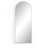 This Georgina Floor Mirror has a beautiful arch with a rose gold-finish aluminum frame. This will be the go-to mirror at home to try on your newest shopping haul or take that shameless selfie in.  Overall Dimensions: 32.00"w x 2.00"d x 80.00"h Colors: Polished Brass, Mirror Materials: Aluminum, Mirror Weight: 110  Please allow 3-4 weeks on shipment for these items. 