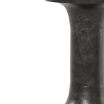 Made from raw black cast aluminum, a dramatically tapered Gino End Table - Raw Black flaunts beautiful high/ low hues and subtle Brutalist vibes. Perfect for setting your book or favorite drink next to.   Overall Dimensions: 13.00"w x 13.00"d x 20.00"h