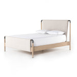 Featuring Harriet Bed by Four Hands at Amethyst Home. We love the mixed materials of this Harriet Bed. Framed by solid oak with rounded iron corners, an upholstered, sling-style headboard brings a light, modern vibe to any bedroom.
Queen Overall Dimensions: 70.50"W x 88.50"L x 51"H
King Overall Dimensions: 86.50"W x 88.50"L x 51"H
Colors: Gibson Wheat, Yuc.  Amethyst Home provides interior design, new home construction design consulting, vintage area rugs, and lighting in the San Diego metro area.