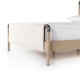 Featuring Harriet Bed by Four Hands at Amethyst Home. We love the mixed materials of this Harriet Bed. Framed by solid oak with rounded iron corners, an upholstered, sling-style headboard brings a light, modern vibe to any bedroom.
Queen Overall Dimensions: 70.50"W x 88.50"L x 51"H
King Overall Dimensions: 86.50"W x 88.50"L x 51"H
Colors: Gibson Wheat, Yu.  Amethyst Home provides interior design, new home construction design consulting, vintage area rugs, and lighting in the Des Moines metro area.