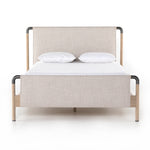 Featuring Harriet Bed by Four Hands at Amethyst Home. We love the mixed materials of this Harriet Bed. Framed by solid oak with rounded iron corners, an upholstered, sling-style headboard brings a light, modern vibe to any bedroom.
Queen Overall Dimensions: 70.50"W x 88.50"L x 51"H
King Overall Dimensions: 86.50"W x 88.50"L x 51"H
Colors: Gibson Wheat, Y.  Amethyst Home provides interior design, new home construction design consulting, vintage area rugs, and lighting in the Kansas City metro area.