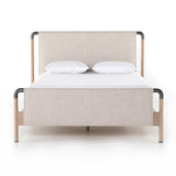 Featuring Harriet Bed by Four Hands at Amethyst Home. We love the mixed materials of this Harriet Bed. Framed by solid oak with rounded iron corners, an upholstered, sling-style headboard brings a light, modern vibe to any bedroom.
Queen Overall Dimensions: 70.50"W x 88.50"L x 51"H
King Overall Dimensions: 86.50"W x 88.50"L x 51"H
Colors: Gibson Wheat, Y.  Amethyst Home provides interior design, new home construction design consulting, vintage area rugs, and lighting in the Kansas City metro area.