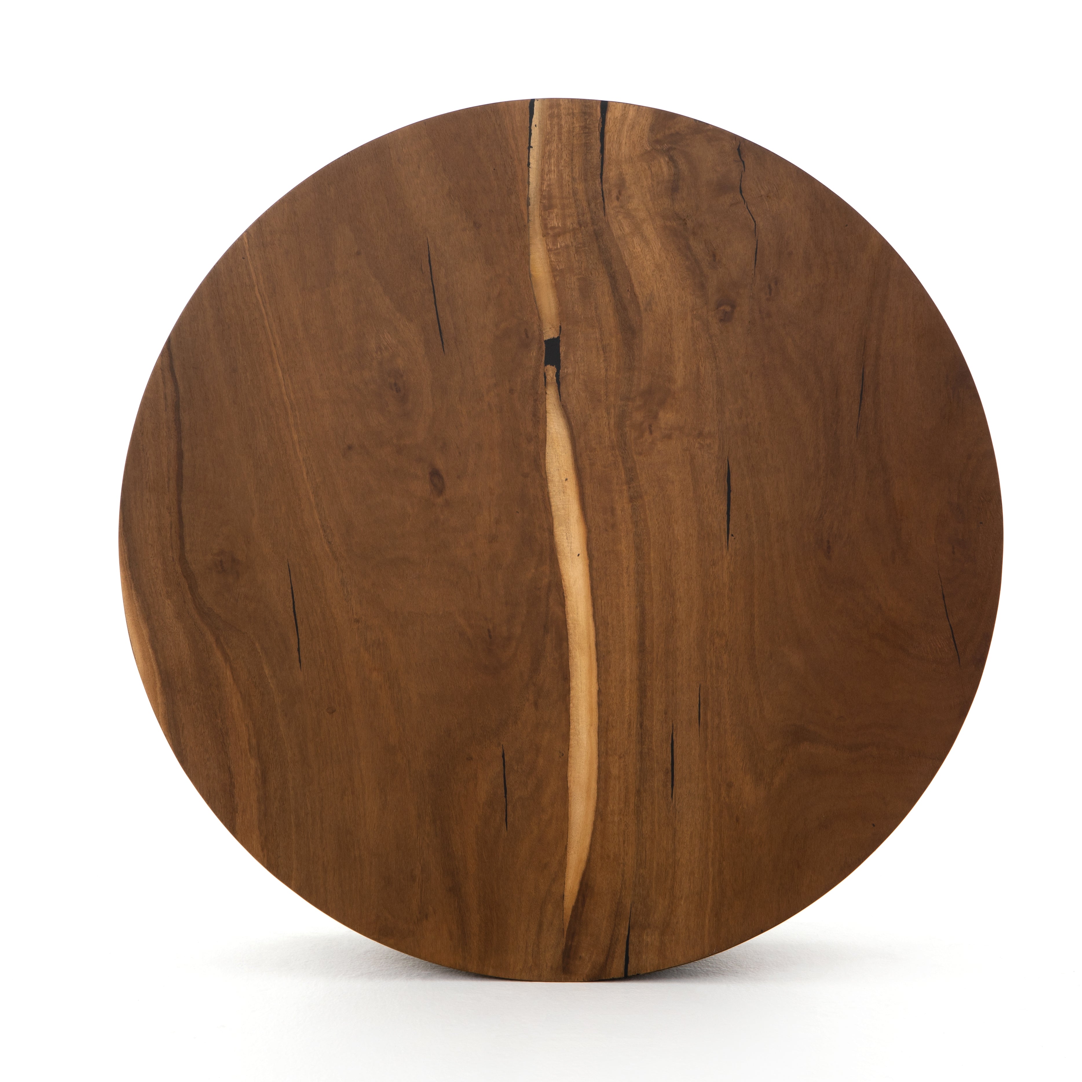 We love how the stunning forces of nature are captured in the Hudson Natural Yukas Coffee Table. Natural yukas wood is hand-shaped into a cylindrical silhouette and placed over a bronzed iron base to complete your living room space.   Overall Dimensions: 40"w x 40"d x 15"h  Colors: Natural Yukas Resin, Gunmetal Materials: Thick Yukas Veneer, Iron