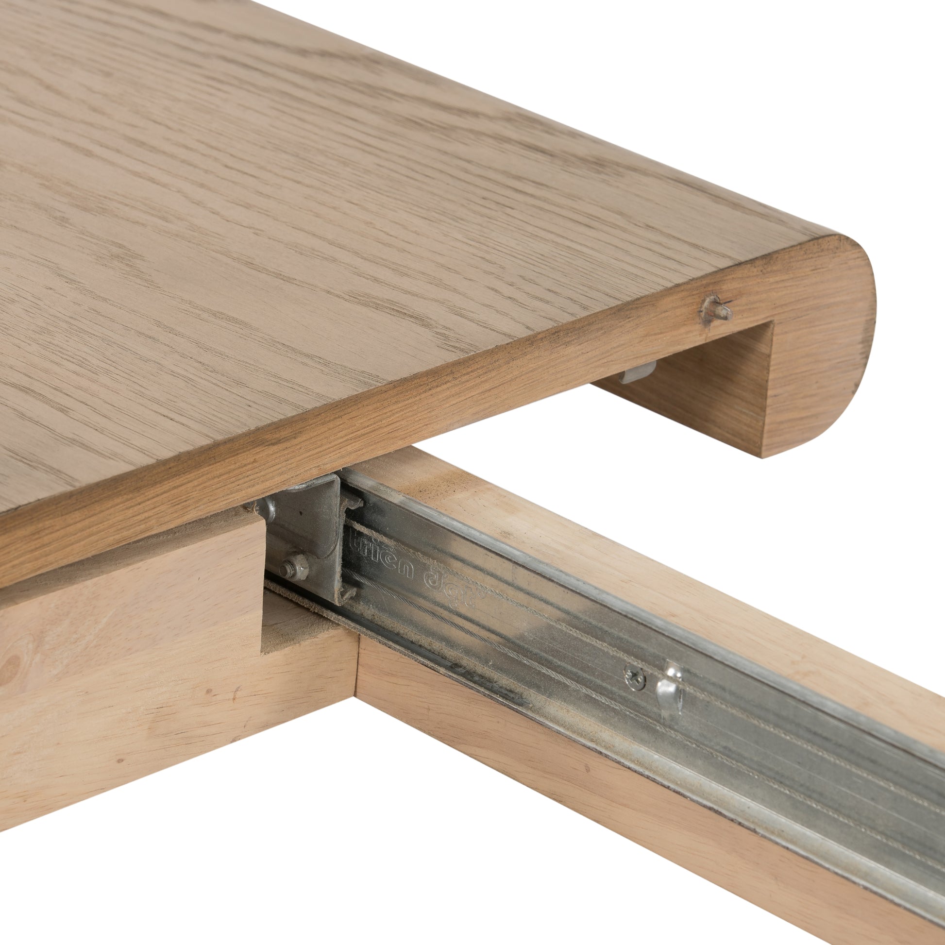 The rounded edges of this Jaylen Extension Dining Table - Yucca Oak are so dreamy. Made from solid oak with an oak veneer, this both a kid friendly and beautiful table to add to any dining room or kitchen area! The extension piece allows entertainment perfect for a few friends or the whole family!   Overall Dimensions: 87.00"w x 42.00"d x 30.00"h