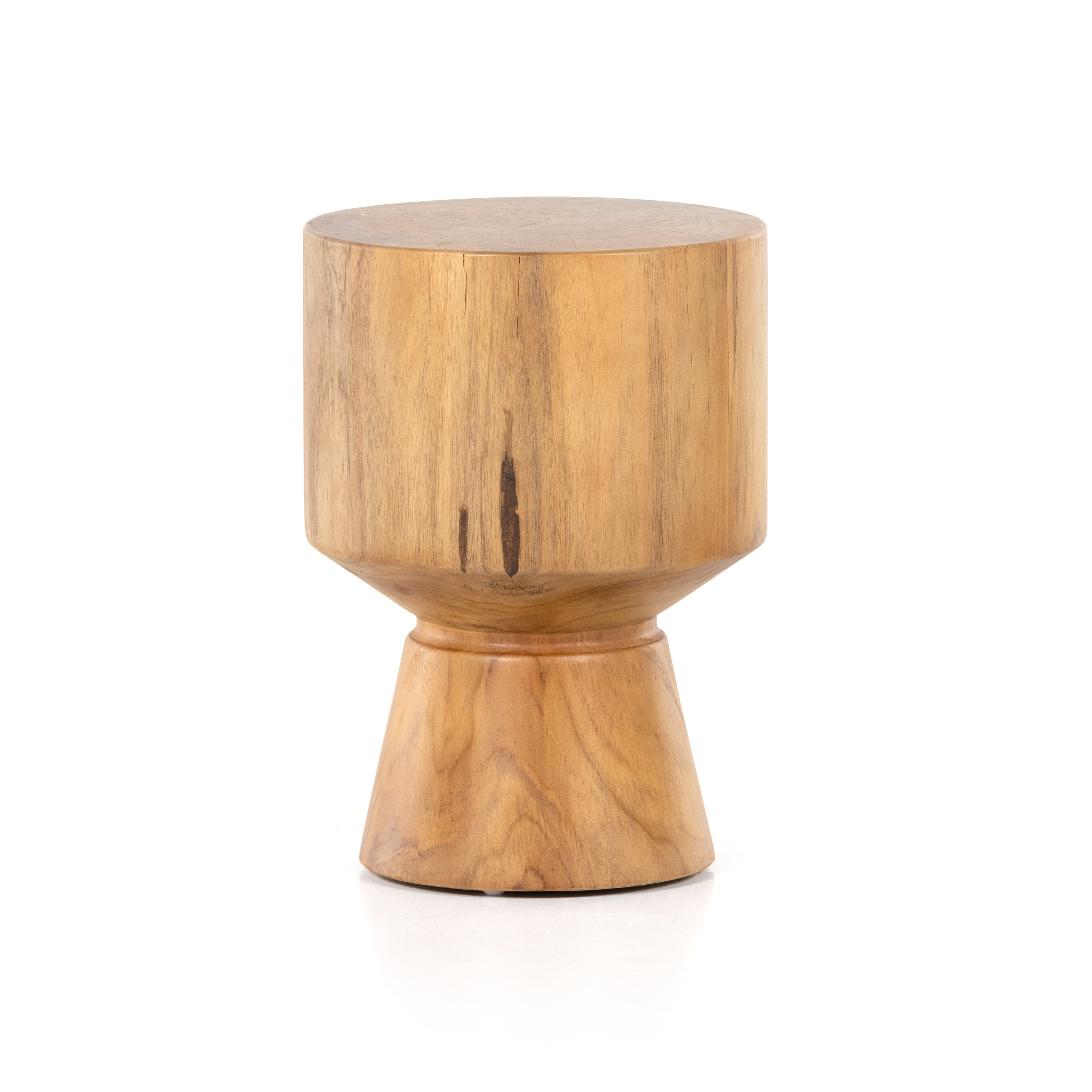 This Jovie Outdoor End Table - Natural Teak is made from solid teak and brings a bright, organic feel to any space.   Amethyst Home celebrates natural materials, which often comes with beautiful imperfections. Each piece is made uniquely for you, please expect some variation and character -- we embrace the design approach of Wabi Sabi  Overall Dimensions: 13.00"w x 13.00"d x 18.00"h