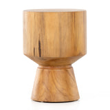 This Jovie Outdoor End Table - Natural Teak is made from solid teak and brings a bright, organic feel to any space.   Amethyst Home celebrates natural materials, which often comes with beautiful imperfections. Each piece is made uniquely for you, please expect some variation and character -- we embrace the design approach of Wabi Sabi  Overall Dimensions: 13.00"w x 13.00"d x 18.00"h