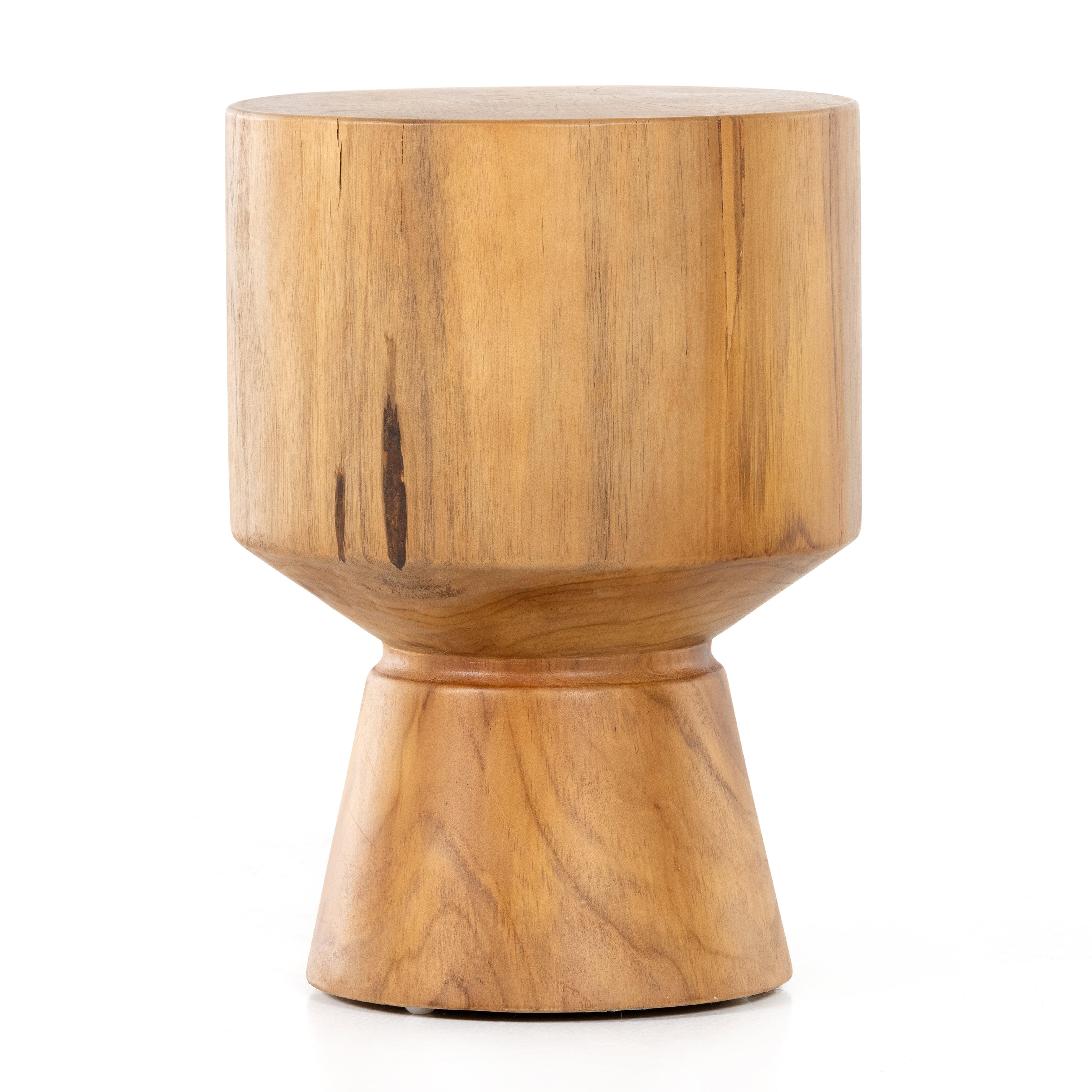 This Jovie Outdoor End Table - Natural Teak is made from solid teak and brings a bright, organic feel to any space.   Amethyst Home celebrates natural materials, which often comes with beautiful imperfections. Each piece is made uniquely for you, please expect some variation and character -- we embrace the design approach of Wabi Sabi  Overall Dimensions: 13.00"w x 13.00"d x 18.00"h