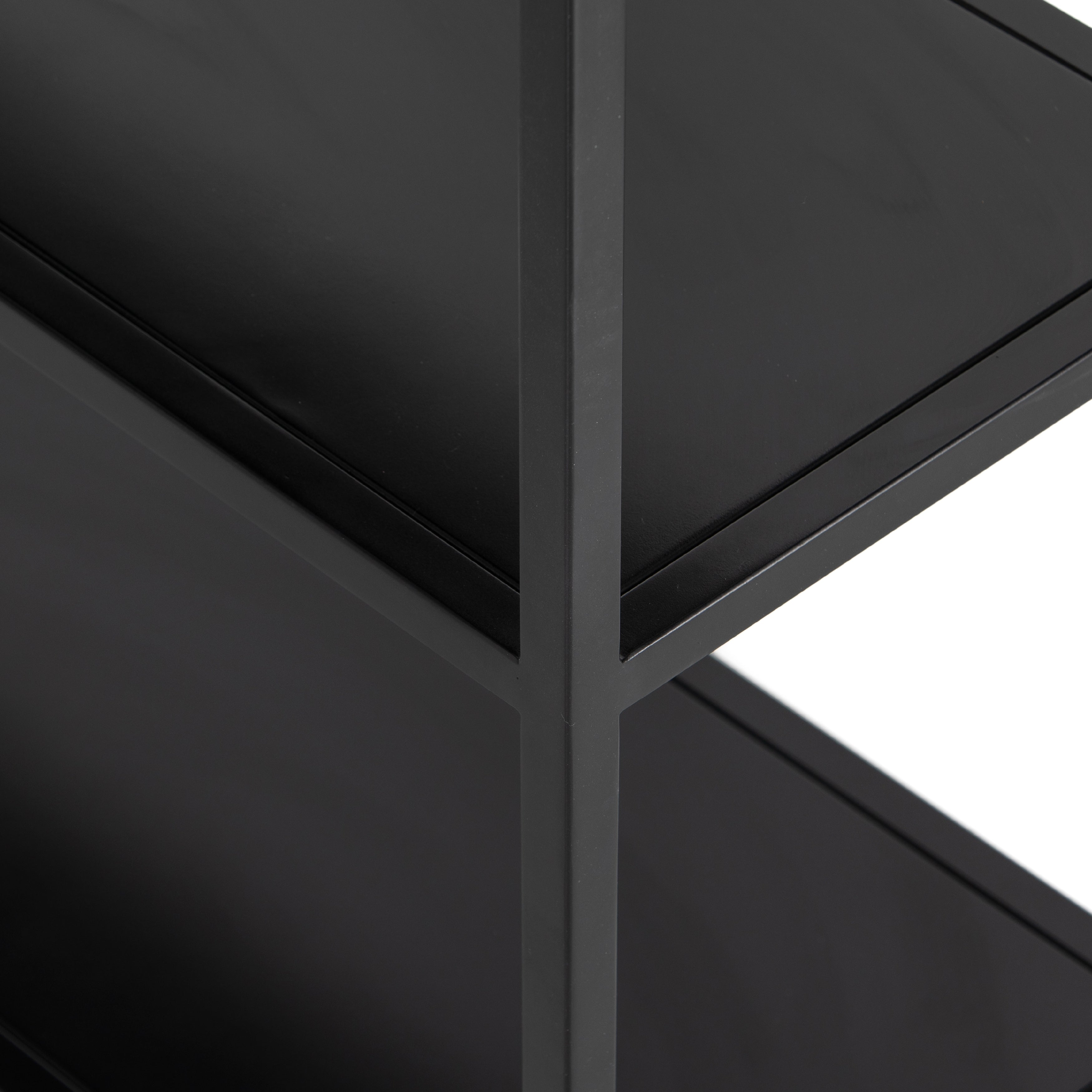 Featuring Loomis Bookcase - Black by Four Hands at Amethyst Home. This Loomis Bookcase - Black is sleek, simple and beautifully on-trend. Black-finished iron forms an airy open frame, with an arched top for modernity in any office, living, or other space!
Overall Dimensions: 39.50"W x 15.75"L x 93"H
Colors: BlackMaterials: IronWeight: 105.82 lbVolume: 50.3.  Amethyst Home provides interior design, new home construction design consulting, vintage area rugs, and lighting in the Calabasas metro area.