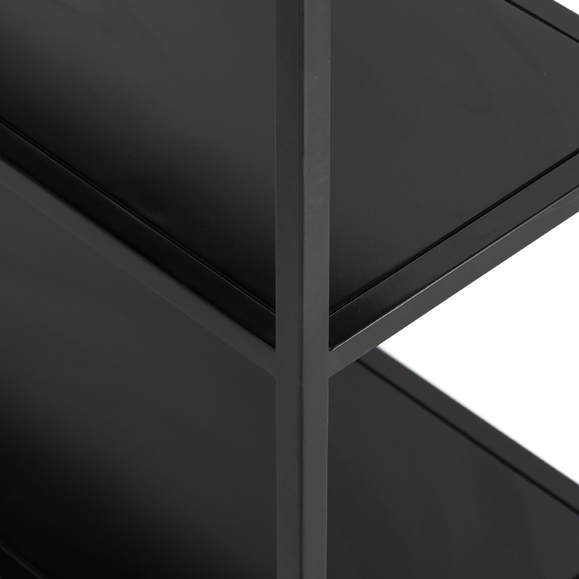 This Loomis Bookcase - Black is sleek, simple and beautifully on-trend. Black-finished iron forms an airy open frame, with an arched top for modernity in any office, living, or other space!  Overall Dimensions: 39.50"w x 15.75"d x 93.00"h
