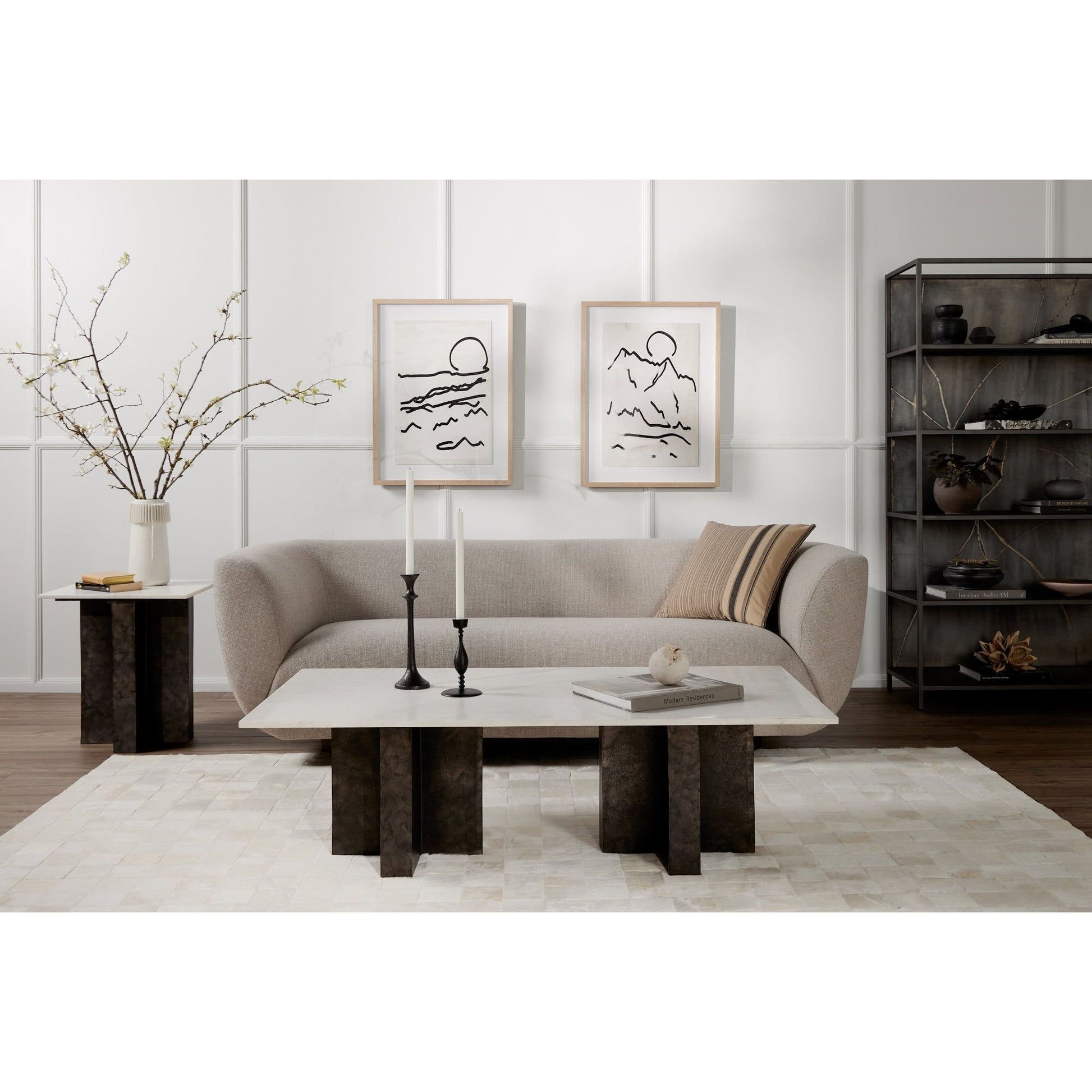 We love the clean contrast Mountain High I Art bings to a space. Original rendering by Bangkok-based art house Coup D'Esprit, this is framed within vertical grain white oak for a museum-quality look.