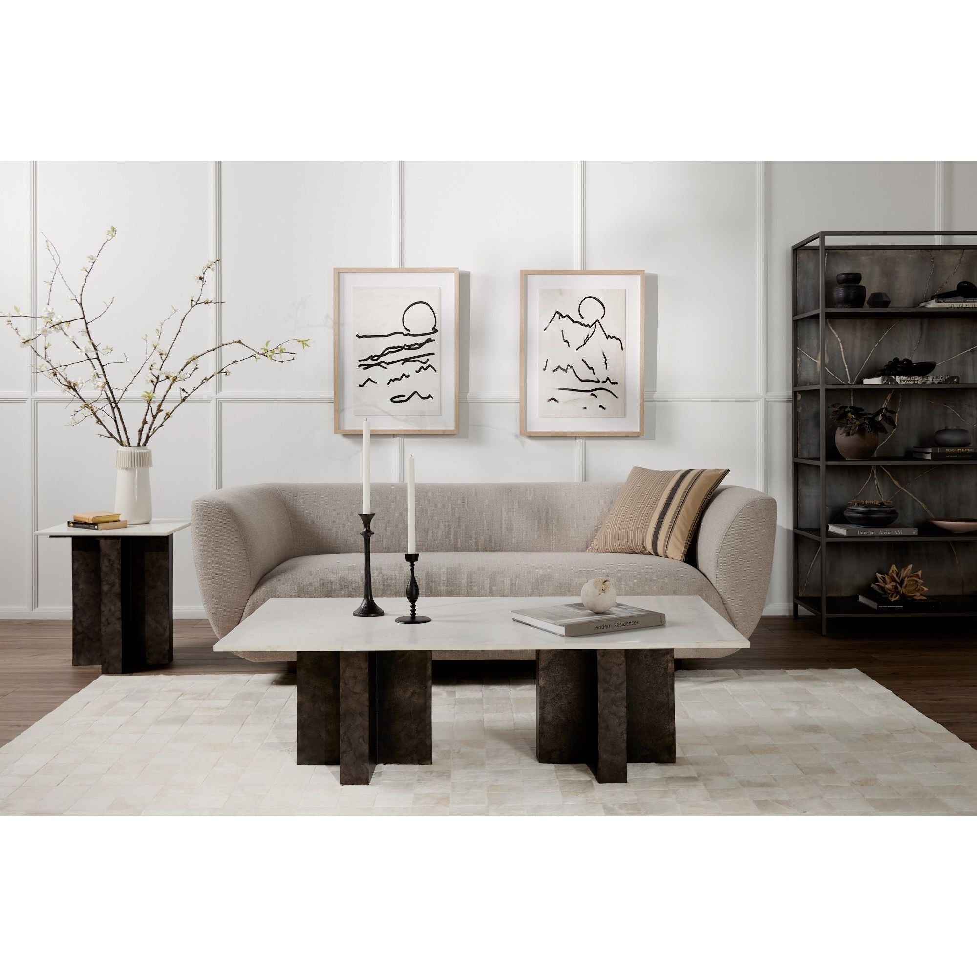 We love the clean contrast Mountain High I Art bings to a space. Original rendering by Bangkok-based art house Coup D'Esprit, this is framed within vertical grain white oak for a museum-quality look.