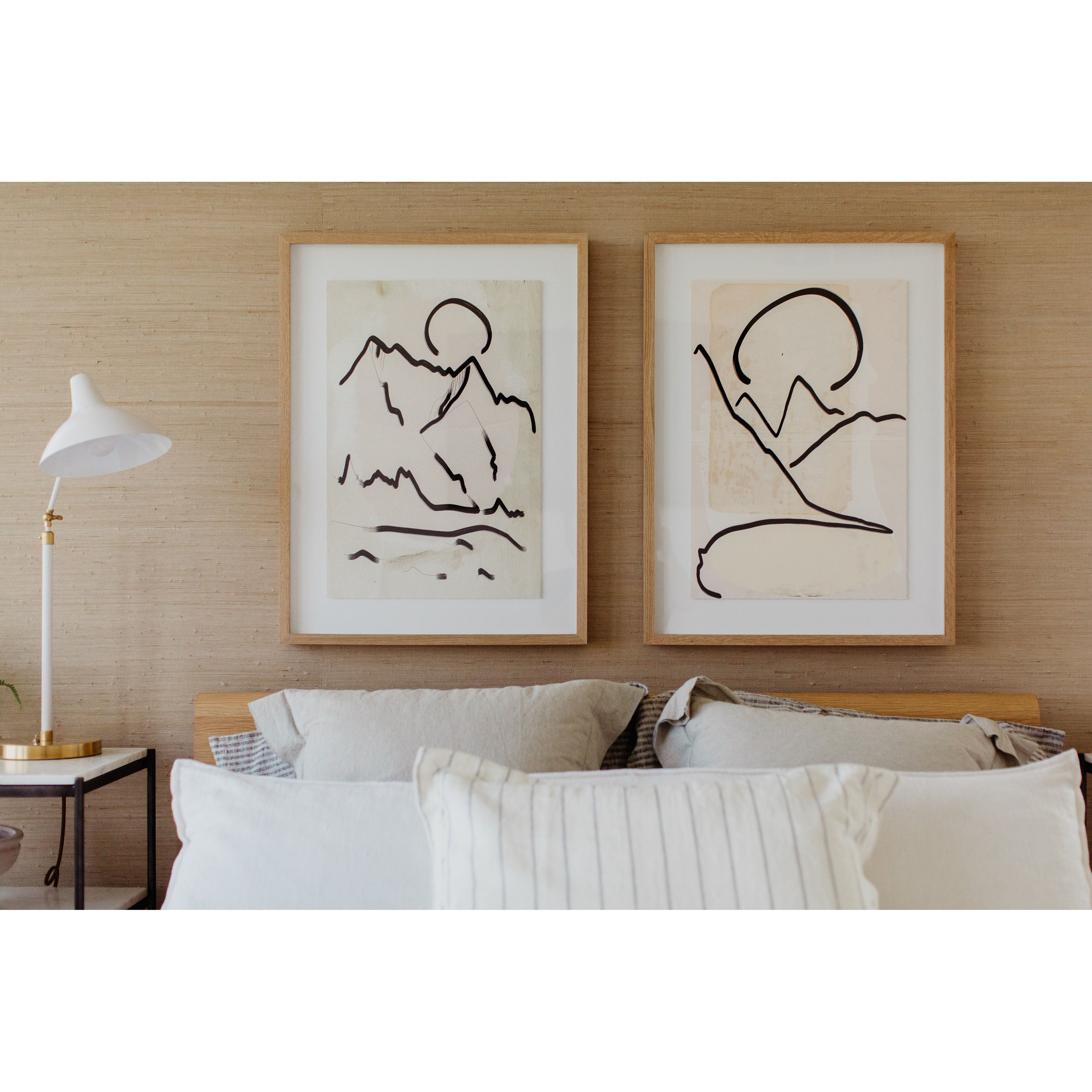 We love the clean contrast Mountain High II Art bings to a space. Original rendering by Bangkok-based art house Coup D'Esprit, this is framed within vertical grain white oak for a museum-quality look.  Compete the look with Mountain High I, III & IV!