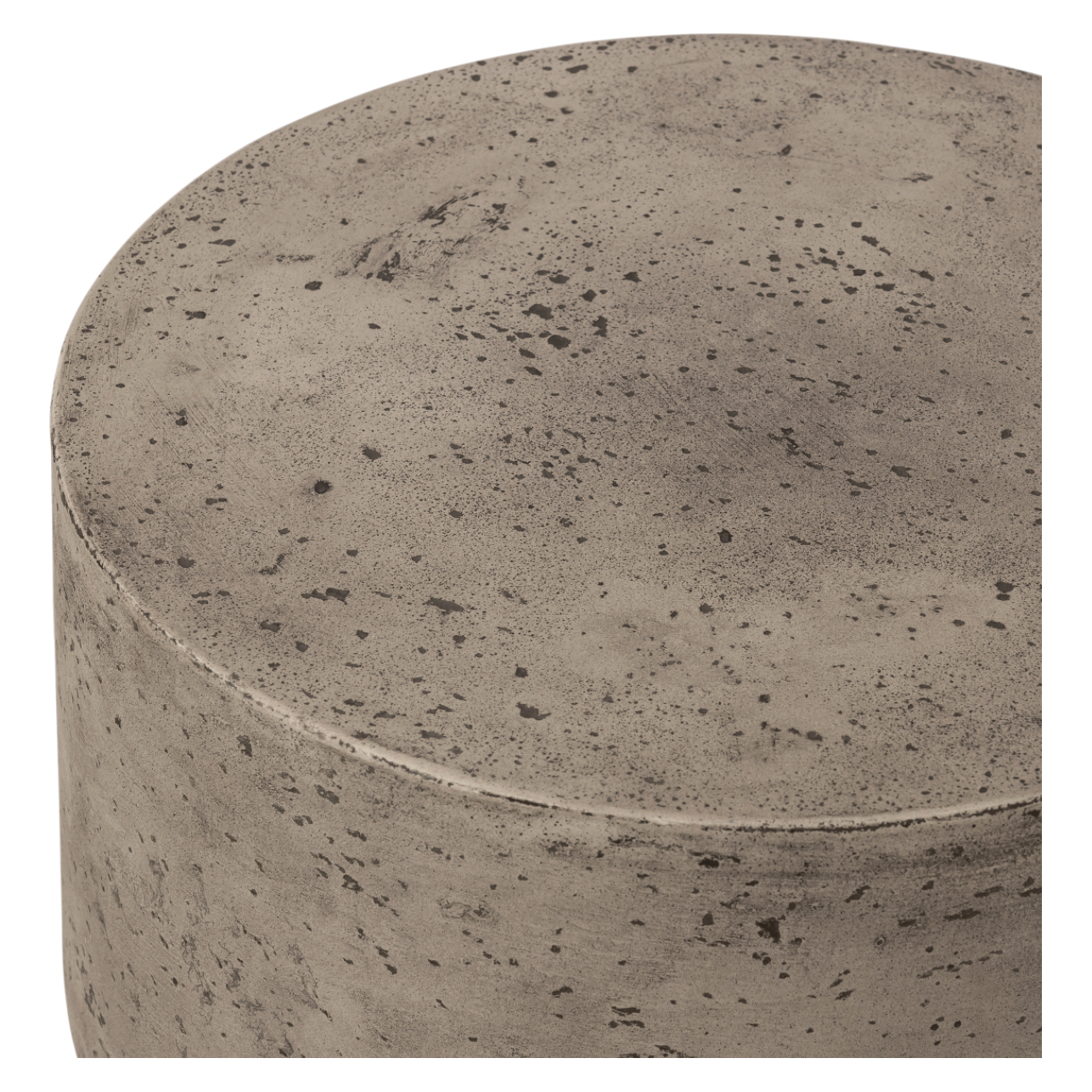 Made from solid concrete, this Nahla Outdoor End Table - Graphite is both sturdy and durable. Perfect for layering in as a sturdy extra surface, indoors or out. Distressing will vary slightly from piece to piece, given concrete's organic nature. Cover or store inside during inclement weather and when not in use.  Overall Dimensions: 15.75"w x 15.75"d x 17.75"h