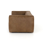 Featuring Nolita Reverse Stitch Sofa - Natural Washed Sand by Four Hands at Amethyst Home. Sophisticated Italian styling with distinctly casual appeal is found in this Nolita Reverse Stitch Sofa - Natural Washed Sand. Top-grain leather takes on a natural sand color with contrast stitching along the welt, sure to elevate the space for any living room. 
Overall .  Amethyst Home provides interior design, new home construction design consulting, vintage area rugs, and lighting in the Omaha metro area.