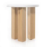 Featuring Odin Nightstand - Stucco White by Four Hands at Amethyst Home. This Odin Nightstand - Stucco White is crisp, clean and beautifully simple. Light-finished oak forms a three-leg frame for a rounded tabletop of white-finished faux concrete. 
Overall Dimensions: 22"W x 22"L x 24"H
Colors: Light Oak Veneer, Stucco WhiteMaterials: Oak Veneer, Faux Conc.  Amethyst Home provides interior design, new home construction design consulting, vintage area rugs, and lighting in the Nashville metro area.