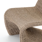Featuring Portia Outdoor Occasional Chair - Vintage White by Four Hands at Amethyst Home. This Portia Outdoor Occasional Chair - Vintage White features a unique shape for comfortable seating. Finished in a vintage white, all-weather wicker makes this the perfect chair for indoors or out.
Cover or store inside during inclement weather and when not in use.
Over.  Amethyst Home provides interior design, new home construction design consulting, vintage area rugs, and lighting in the Boston metro area.