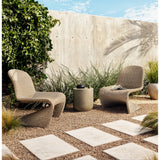 Featuring Portia Outdoor Occasional Chair - Vintage White by Four Hands at Amethyst Home. This Portia Outdoor Occasional Chair - Vintage White features a unique shape for comfortable seating. Finished in a vintage white, all-weather wicker makes this the perfect chair for indoors or out.
Cover or store inside during inclement weather and when not in use.
Over.  Amethyst Home provides interior design, new home construction design consulting, vintage area rugs, and lighting in the Dallas metro area.