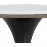 Featuring Powell 42" Dining Table - White Marble by Four Hands at Amethyst Home. We love the mixed materials found in this Powell Dining Table - White Marble. Classic tulip shaping is recast with a rustic black iron base and rounded top of white marble - a perfect addition to any dining room or kitchen! 
Overall Dimensions: 42"W x 42"L x 29.50"H
Colors: Dar. Amethyst Home provides interior design, new home construction design consulting, vintage area rugs, and lighting in the San Diego metro area.