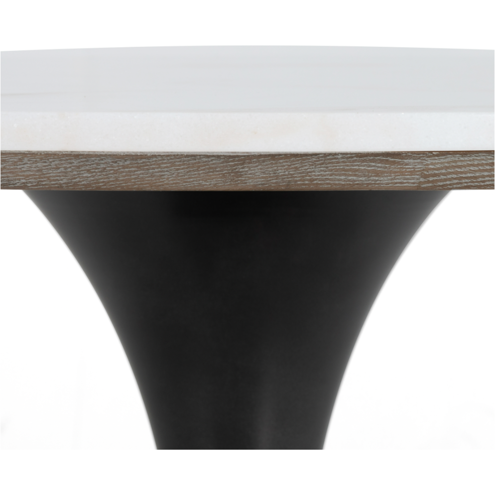 Featuring Powell 42" Dining Table - White Marble by Four Hands at Amethyst Home. We love the mixed materials found in this Powell Dining Table - White Marble. Classic tulip shaping is recast with a rustic black iron base and rounded top of white marble - a perfect addition to any dining room or kitchen! 
Overall Dimensions: 42"W x 42"L x 29.50"H
Colors: Dar. Amethyst Home provides interior design, new home construction design consulting, vintage area rugs, and lighting in the San Diego metro area.