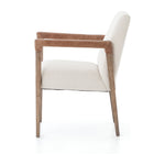Featuring Reuben Dining Chair - Harbor Natural by Four Hands at Amethyst Home. Elegance is no exaggeration with this Reuben Dining Chair - Harbor Natural. Slim, tapered oak with arms wrapped in vintage leather frames a floating seat covered in natural linen. We'd love to see this in your dining room, kitchen, or other space!
Overall Dimensions: 23.25"W x 25.  Amethyst Home provides interior design, new home construction design consulting, vintage area rugs, and lighting in the Monterey metro area.