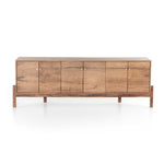 Featuring Reza Media Console - Smoked Honey by Four Hands at Amethyst Home. We love mid-century feel to this Reza Media Console - Smoked Honey. Finished in a light, smoked honey, a clean-lined parawood console sits in an arched cradle base of toasted acacia, for fresh contrast. Twist-lock metal hardware adds a clever finishing touch. Rear cutouts for media co.  Amethyst Home provides interior design, new home construction design consulting, vintage area rugs, and lighting in the Boston metro area.