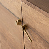 Featuring Reza Media Console - Smoked Honey by Four Hands at Amethyst Home. We love mid-century feel to this Reza Media Console - Smoked Honey. Finished in a light, smoked honey, a clean-lined parawood console sits in an arched cradle base of toasted acacia, for fresh contrast. Twist-lock metal hardware adds a clever finishing touch. Rear cutouts for medi.  Amethyst Home provides interior design, new home construction design consulting, vintage area rugs, and lighting in the Scottsdale metro area.