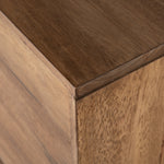Featuring Reza Media Console - Smoked Honey by Four Hands at Amethyst Home. We love mid-century feel to this Reza Media Console - Smoked Honey. Finished in a light, smoked honey, a clean-lined parawood console sits in an arched cradle base of toasted acacia, for fresh contrast. Twist-lock metal hardware adds a clever finishing touch. Rear cutouts for media co.  Amethyst Home provides interior design, new home construction design consulting, vintage area rugs, and lighting in the Austin metro area.