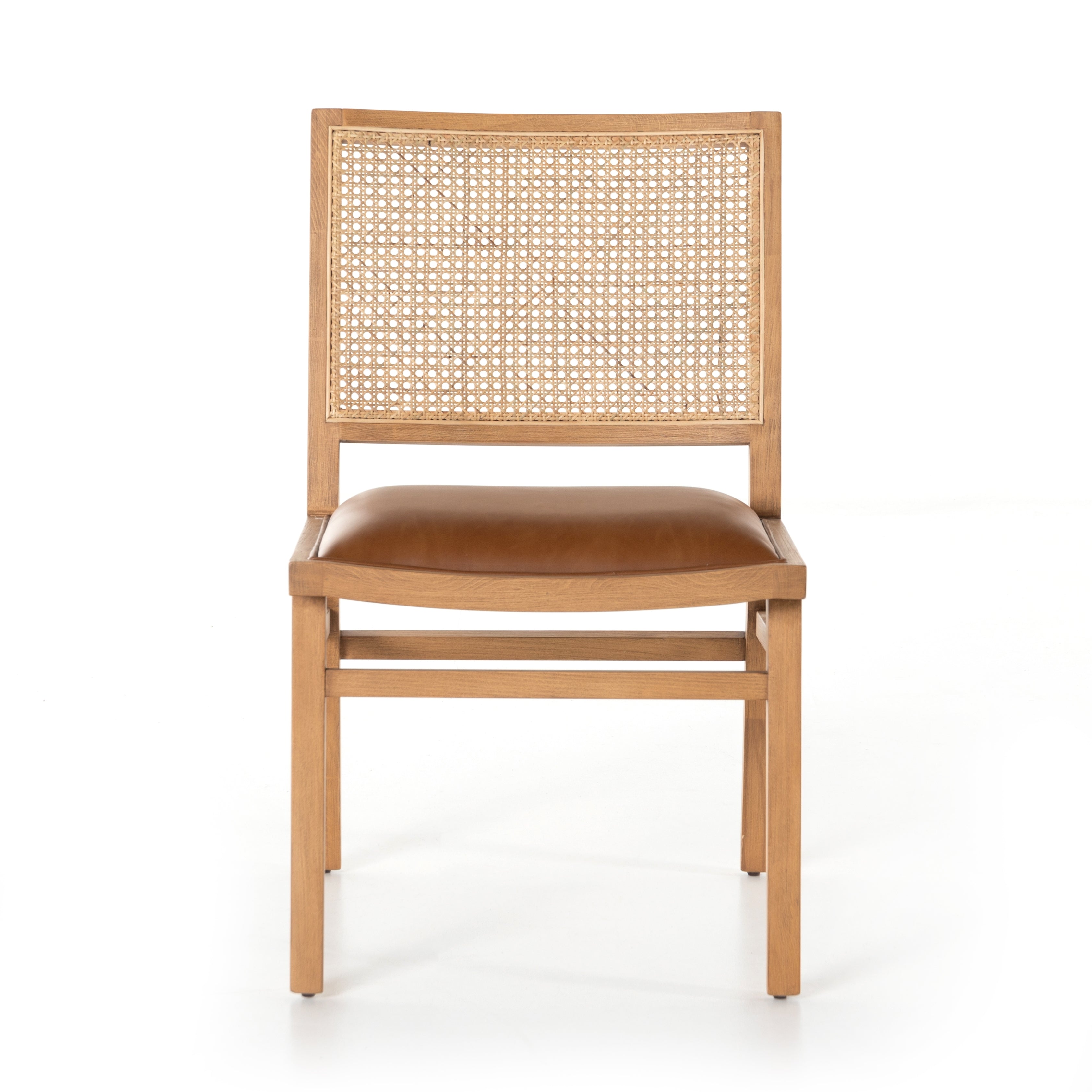 Mixed materials make this Sage Dining Chair - Sierra Butterscotch. Solid, sand-colored beech wood features a natural cane back for extra texture, while a butterscotch-finished leather seat serves total comfort for any dining or kitchen area.   Overall Dimensions: 20.50"w x 24.50"d x 33.75"h