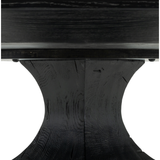 Featuring Sargon Dining Table - Bluestone by Four Hands at Amethyst Home. We love the unique bell shape of this Sargon Bluestone Dining Table. It brings an industrial feel to any dining room. 
Overall Dimensions: 53.25"W x 53.25"L x 30"H
Colors: Washed Black, BluestoneMaterials: Solid Oak, BluestoneWeight: 235.89 lbVolume: 28.71 cu ftClearance from Floor: 28".  Amethyst Home provides interior design, new home construction design consulting, vintage area rugs, and lighting in the Dallas metro area.