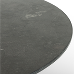 Featuring Sargon Dining Table - Bluestone by Four Hands at Amethyst Home. We love the unique bell shape of this Sargon Bluestone Dining Table. It brings an industrial feel to any dining room. 
Overall Dimensions: 53.25"W x 53.25"L x 30"H
Colors: Washed Black, BluestoneMaterials: Solid Oak, BluestoneWeight: 235.89 lbVolume: 28.71 cu ftClearance from Floor: .  Amethyst Home provides interior design, new home construction design consulting, vintage area rugs, and lighting in the Nashville metro area.