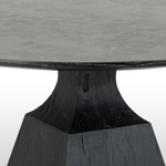 Featuring Sargon Dining Table - Bluestone by Four Hands at Amethyst Home. We love the unique bell shape of this Sargon Bluestone Dining Table. It brings an industrial feel to any dining room. 
Overall Dimensions: 53.25"W x 53.25"L x 30"H
Colors: Washed Black, BluestoneMaterials: Solid Oak, BluestoneWeight: 235.89 lbVolume: 28.71 cu ftClearance from Floor:.  Amethyst Home provides interior design, new home construction design consulting, vintage area rugs, and lighting in the Des Moines metro area.