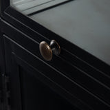 Featuring Shadow Box Sideboard - Black by Four Hands at Amethyst Home. This Shadow Box Sideboard gives your inner collector a place to play. Store prized possessions behind clear glass fronts, with black-finished metal casing and brass hardware for contrast.
Overall Dimensions: 70"W x 17.25"L x 35"H
Colors: Black, Weathered Bronze, Clear Glass, Tempered Gl.  Amethyst Home provides interior design, new home construction design consulting, vintage area rugs, and lighting in the San Diego metro area.