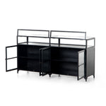 Featuring Shadow Box Sideboard - Black by Four Hands at Amethyst Home. This Shadow Box Sideboard gives your inner collector a place to play. Store prized possessions behind clear glass fronts, with black-finished metal casing and brass hardware for contrast.
Overall Dimensions: 70"W x 17.25"L x 35"H
Colors: Black, Weathered Bronze, Clear Glass, Tempered Gl.  Amethyst Home provides interior design, new home construction design consulting, vintage area rugs, and lighting in the Nashville metro area.