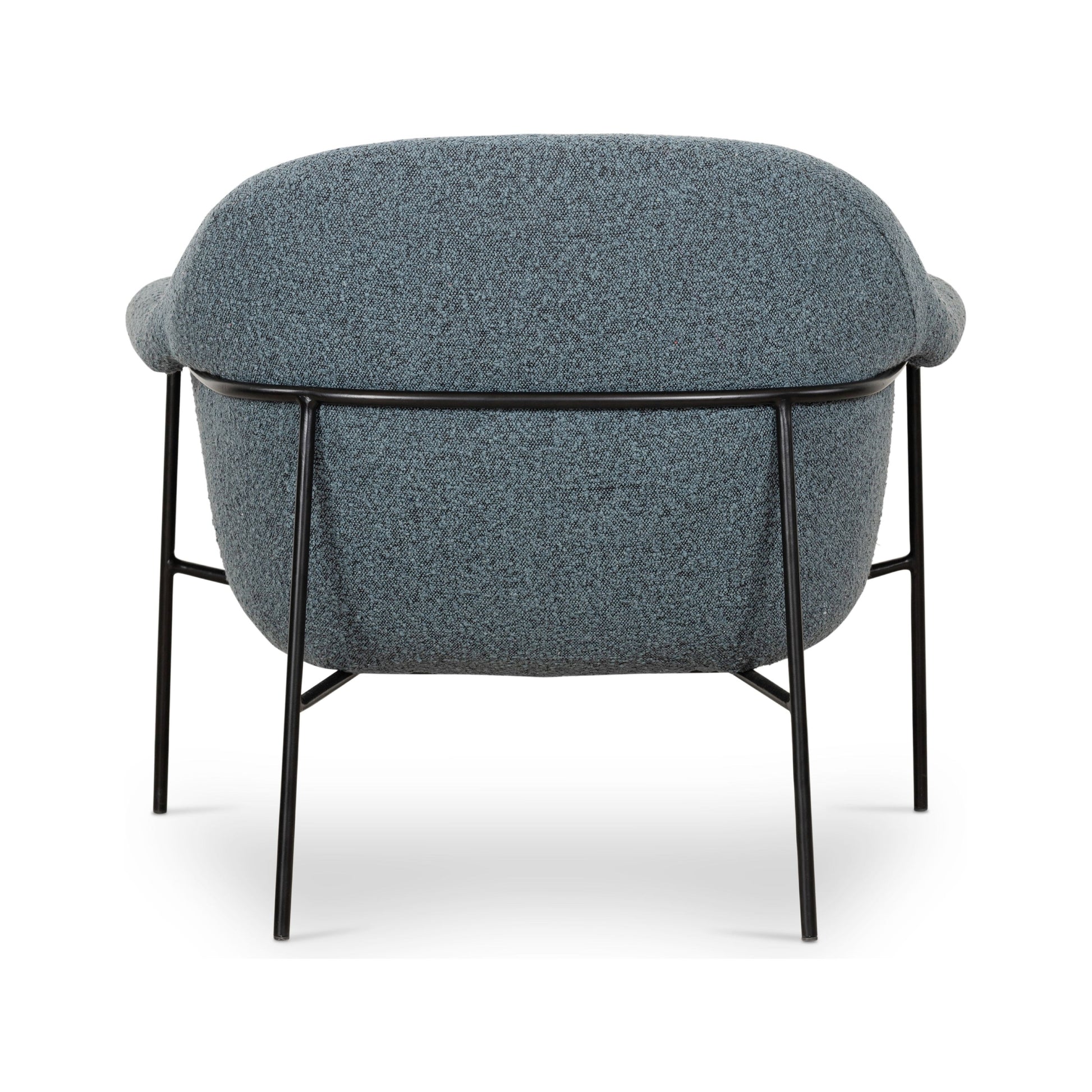 We love the curvy silhouette and classic rolled arms of this Suerte Chair - Knoll Sky. Sky-blue boucle lends a fresh feel to vintage-inspired accent seating for any living room, office, or other area.   Overall Dimensions: 35.00"w x 33.50"d x 31.00"h