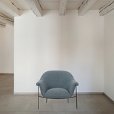 Featuring Suerte Chair - Knoll Sky by Four Hands at Amethyst Home. We love the curvy silhouette and classic rolled arms of this Suerte Chair - Knoll Sky. Sky-blue boucle lends a fresh feel to vintage-inspired accent seating for any living room, office, or other area. 
Overall Dimensions: 35"W x 33.50"L x 31"HColors: Knoll Sky, Matte EbonyMaterials: 95%.  Amethyst Home provides interior design, new home construction design consulting, vintage area rugs, and lighting in the Winter Garden metro area.