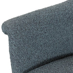 Featuring Suerte Chair - Knoll Sky by Four Hands at Amethyst Home. We love the curvy silhouette and classic rolled arms of this Suerte Chair - Knoll Sky. Sky-blue boucle lends a fresh feel to vintage-inspired accent seating for any living room, office, or other area. 
Overall Dimensions: 35"W x 33.50"L x 31"HColors: Knoll Sky, Matte EbonyMaterials: 95.  Amethyst Home provides interior design, new home construction design consulting, vintage area rugs, and lighting in the Salt Lake City metro area.