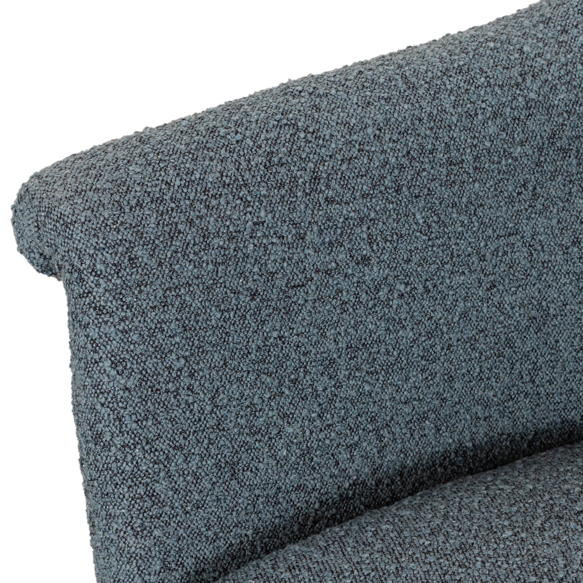 We love the curvy silhouette and classic rolled arms of this Suerte Chair - Knoll Sky. Sky-blue boucle lends a fresh feel to vintage-inspired accent seating for any living room, office, or other area.   Overall Dimensions: 35.00"w x 33.50"d x 31.00"h