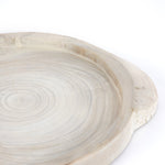 This Tadeo Round Tray - Ivory is made from reclaimed wood and has a gorgeous organic, earthy feel. Whether it's placed on your coffee table or in your kitchen, this will be your new favorite tray!  Amethyst Home celebrates natural materials, which often comes with beautiful imperfections. Each piece is made uniquely for you, please expect some variation and character. We embrace the design approach of Wabi Sabi!  Overall Dimensions: 23.50"w x 19.75"d x 1.75"h Colors: Ivory Materials: Solid Reclaimed Wood