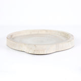 This Tadeo Round Tray - Ivory is made from reclaimed wood and has a gorgeous organic, earthy feel. Whether it's placed on your coffee table or in your kitchen, this will be your new favorite tray!  Amethyst Home celebrates natural materials, which often comes with beautiful imperfections. Each piece is made uniquely for you, please expect some variation and character. We embrace the design approach of Wabi Sabi!  Overall Dimensions: 23.50"w x 19.75"d x 1.75"h Colors: Ivory Materials: Solid Reclaimed Wood