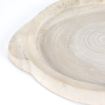 This Tadeo Round Tray - Ivory is made from reclaimed wood and has a gorgeous organic, earthy feel. Whether it's placed on your coffee table or in your kitchen, this will be your new favorite tray!  Amethyst Home celebrates natural materials, which often comes with beautiful imperfections. Each piece is made uniquely for you, please expect some variation and character. We embrace the design approach of Wabi Sabi!  Overall Dimensions: 23.50"w x 19.75"d x 1.75"h Colors: Ivory Materials: Solid Reclaimed Wood