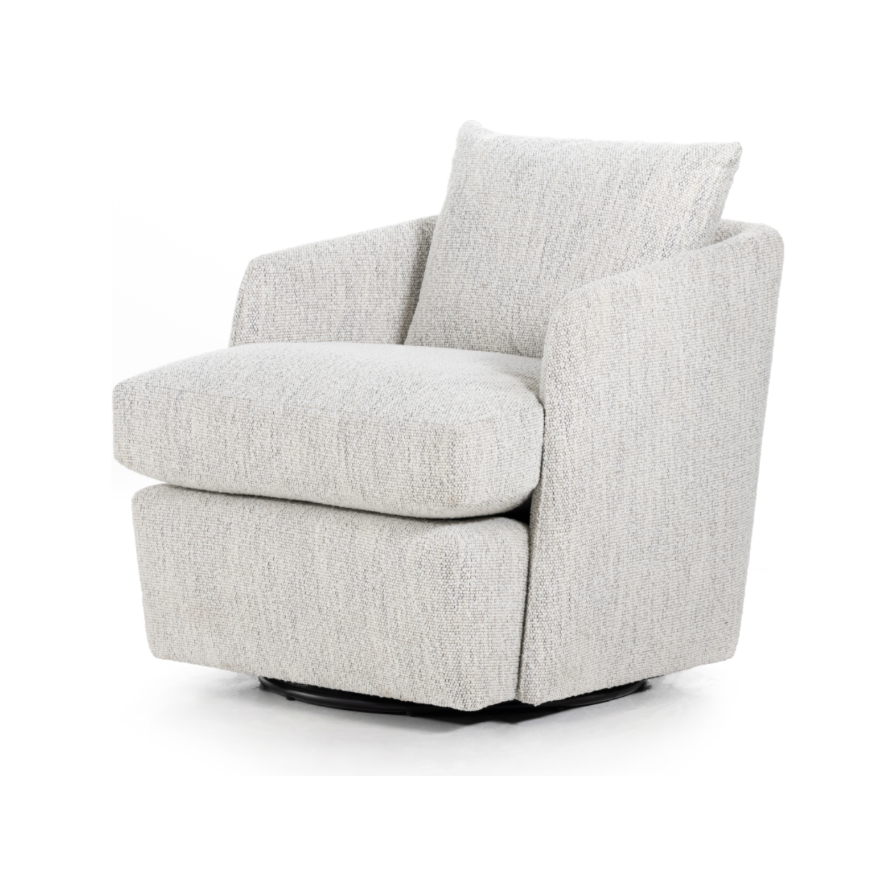 Featuring Whittaker Merino Cotton Swivel Chair by Four Hands at Amethyst Home. This Whittaker Swivel Chair - Merino Cotton is a comfortable classic. Atop a 360-degree swivel base, well-tailored cotton seating provides a beautifully simple place to perch in style, with feather-blend cushioning for total relaxation -- the perfect chair for a baby room, livi.  Amethyst Home provides interior design, new home construction design consulting, vintage area rugs, and lighting in the Washington metro area.