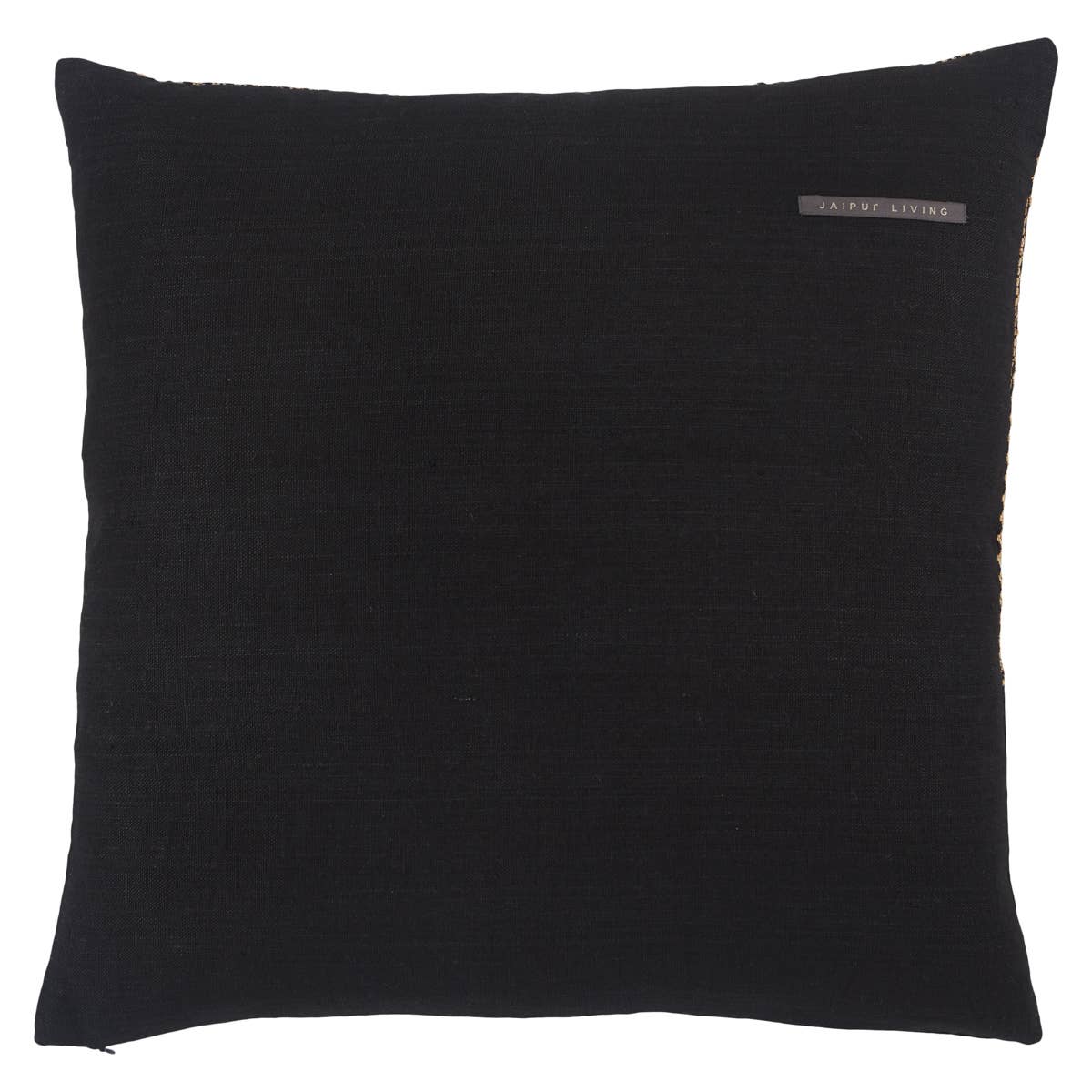 Featuring Taiga Sila Licorice Pillow by Jaipur Living at Amethyst Home. Sophisticated simplicity defines the texturally inspiring Taiga collection. Crafted of soft linen, viscose, and cotton, the Sila pillow boasts a mix of pattern-rich and embroidered details. Deep black and tan tones lend a bold yet versatile complement to any space.
Size: 22" x 22"
100.  Amethyst Home provides interior design, new home construction design consulting, vintage area rugs, and lighting in the Scottsdale metro area.