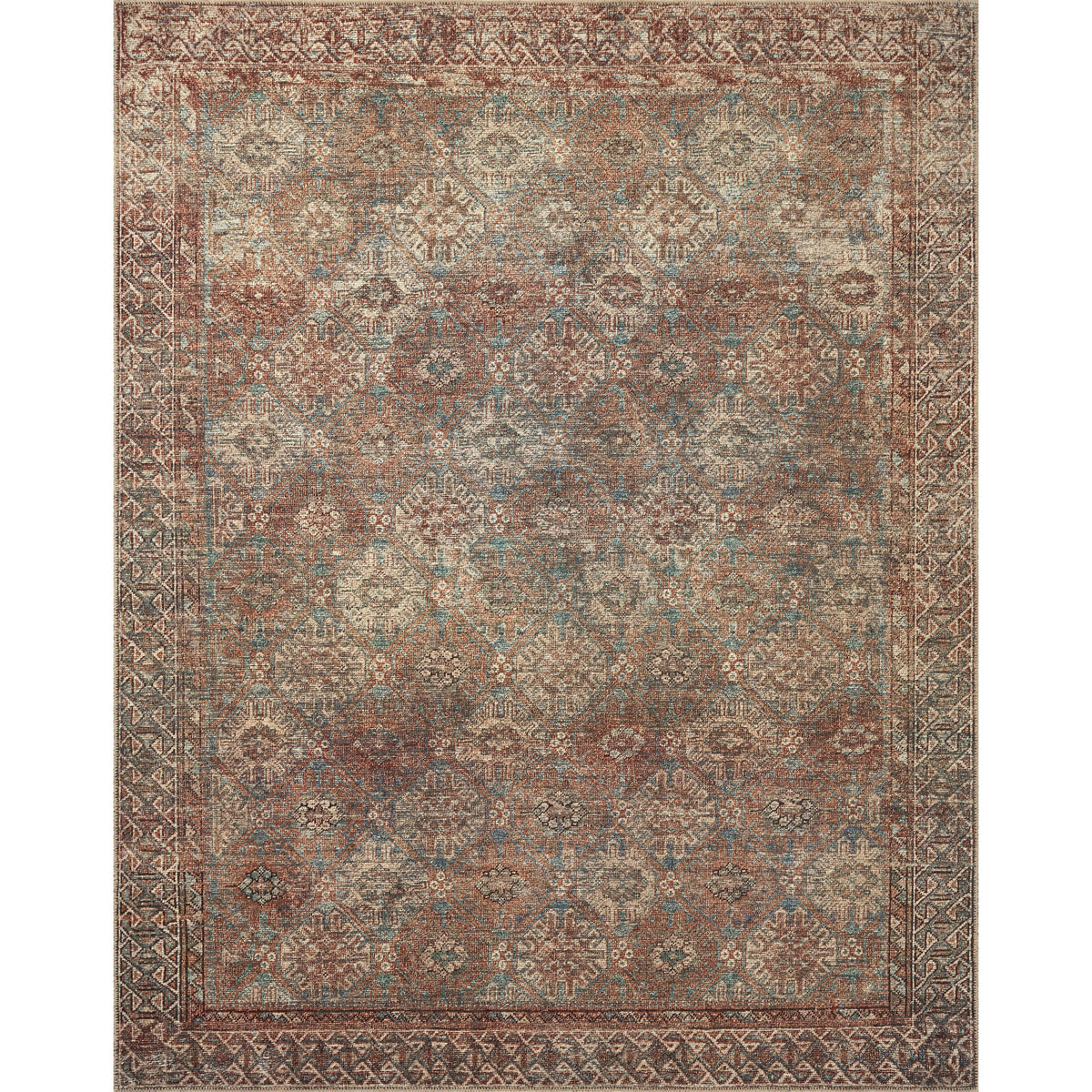 Billie Amber Lewis x Loloi Aqua / Rust Rug