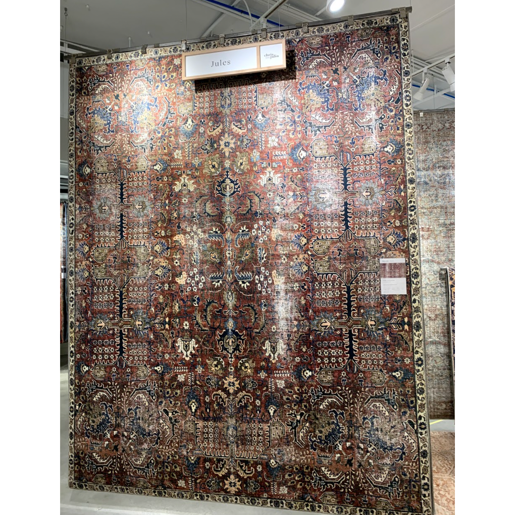Durable, low pile, and soft underfoot, this rug is inspired by classic vintage and antique rugs. The Jules Chris Loves Julia Merlot / Multi rug from Loloi features a beautiful vintage pattern and patina. The rug is easy to clean and maintain and perfect for living rooms, dining rooms, hallways, and kitchens!
