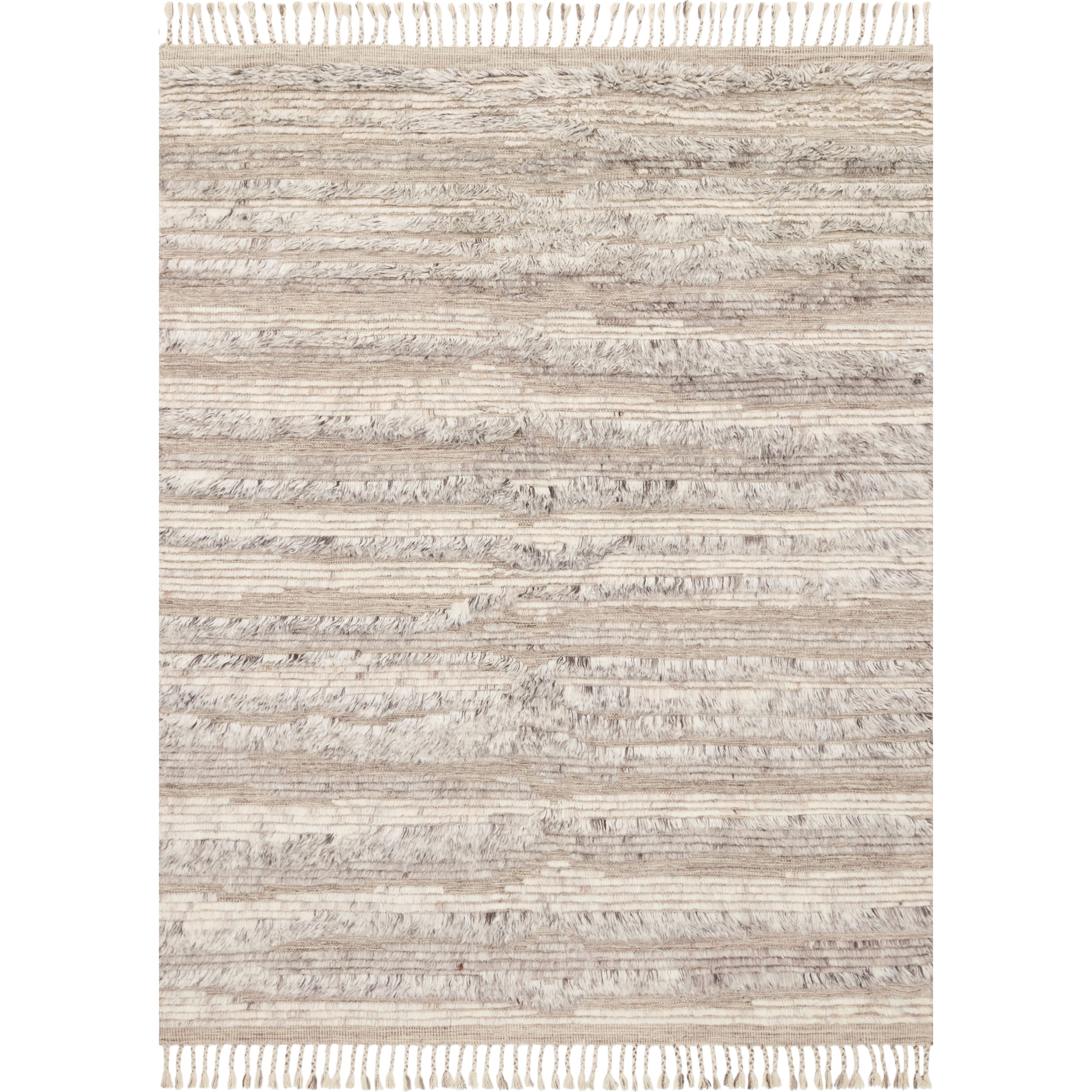 A nod to timeless Moroccan style, the Loloi Khalid Natural/Ivory Area Rug, or KF-05, is hand-knotted in India by skilled artisans. The soft pile features 100% natural, undyed wool, lending slight variations in tones that make each piece it's own. Plus, each rug is finished with a thoughtfully designed fringe.